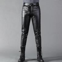 Vyriškos elastinės odinės kelnės Slim Fit Trend Tight laisvalaikio kelnės vyrams PU odinės kelnės motociklininkams 28 juoda