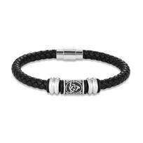 Viking Bracelet Men Genuine Leather Norse Runes Amulet Viking Compass Wristband Norse Mythology Jewelry Gifts for Him 19cm