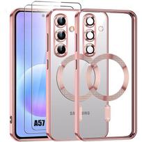 Case for Samsung Galaxy A57 5G, Pink Edge Protection with Magnetic Circle - 2 Tempered Glasses