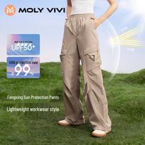 MOLY VIVI Women's Ice Silk Sun Protection Wide-Leg Pants M