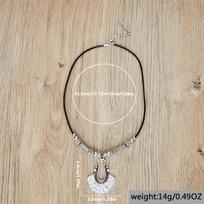 Leather Cord Pendant Necklace Bohemian Vintage Necklace One Size