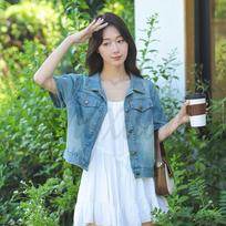 Women's Skin-Friendly Fashion Denim Short Sleeve: Perfect for Summer and Autumn S