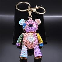 Cute Sweet Colorful Full Crystal Big Bear Key Chain Alloy Rhinestone Fashion Bag Accessories Keyring Jewelry N9029