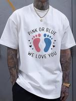 Gender Reveal T-Shirt for Everyone with Pink Or Blue Baby Footprints - We Love S įvairiaspalvis