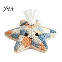 Soft Fabric Tissue Cover DIY Box, Top Opening Cover, Marine Animal Theme Healing Home Decor Dispenser, Multipurpose Patchwork Designs Sewing Kit, for B