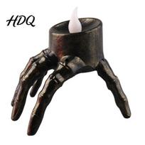 Prop for Haunted House Halloween Skeleton Hand Candle Light Gothic Creepy Skull Hands Fake LED Party Supplies Table Centerpiece Entryway, black
