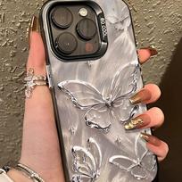 Shiny Butterfly Personality kietas telefono dėklas, skirtas iPhone 15 / 15 Pro Max / 15 Pro 14/13/12/11/XS Max paprastas dangtelis iPhone iPhone 15 Pro Max