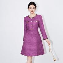 South Oil Elegant Fragrant Long Sleeve Waist-Slimming Mid-Length Dress Medium