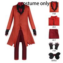 Radio Demon Cosplay Costume, Red Jacket, Shirt, Pants, Gloves, Tie, Uniform For Halloween Alastor, Anime XS