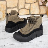 Fleece snow boots retro large size winter new thick-soled warm side zipper cotton shoes 35