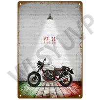 Moto Guzzi alter Mann Vintage Zinn Zeichen Shabby Chic Metall Wand dekoration Retro Bar Dekoration antiken Metall Poster 20x30cm（7.8x11.8inch）