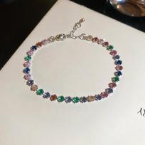 French Zirconia Sugar Cube Bracelet - Elegant Light Luxury Bangle for Fresh, Simple Fashion