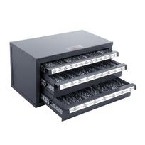 Drill Bit Dispenser Cabinet, Three-Drawer Drill Bit Organizer Cabinet for 1/16  to 1/2 , Steel Drill Dispenser Organizer Cabinet with Labels,