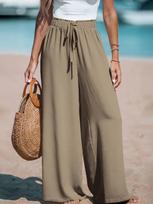 Women High Waist Wide Leg Pants Elastic Waist Loose Fit Drape Trousers Wrinkle Free Breathable Casual Summer Pants XL