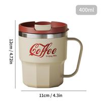 WORTHBUY Double-Walled Insulated Milk Coffee Cup 304 Stainless Steel Thermos Mug Portable Sealed Leak-proof Drinking Cup Tumbler 401-500ml