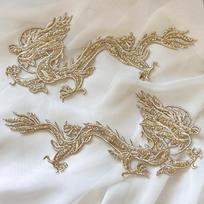 2 Pieces Chinese Style Embroidered Dragon Cloth Patch Sew On Patch  Hanfu Dance Clothes