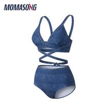 Women's Denim Swimsuit: Sexy Two-Piece & One-Piece, Triangle Bikini for Smaller Chests. Extra Large