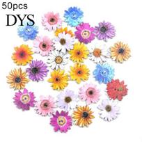 50Pcs Marguerite Shape 2 Holes Wooden Buttons Clothes Sewing Scrapbook Decor