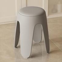 Sustiprintas, sukraunamas, modernus, minimalistinis plastikinis taburetė - Patogi apvali kėdė, suoliukas gray