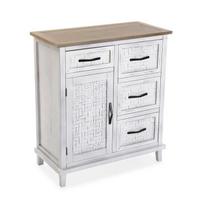 Tall chest of drawers - VERSA - Maggie - 80.5 x 70 x 35 cm - White and brown - MDF Wood balta