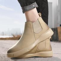 Retro Velvet Chelsea Boots for Men Fashion Casual Mens Ankle Boot Comfortable Waterproof Outdoor Slip on Leather Shoes for Men 38