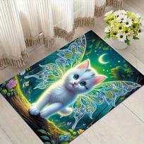 1pc Cat Pattern Area Rug Soft Flannel Floor Mat for Living Room, Bedroom and Office, Sofa Coffee Table Floor Mat, Machine Washable 60cm by 90cm