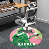 Wicked Chair mat Round Rug-Office carpet, Machine Washable, Non-slip, Suitable for Living Rooms, Bedrooms 80cm