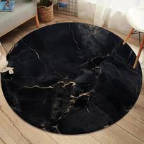 Luxurious Black Gold Marble Round Area Rug Soft Non-slip Carpet Nordic Style Home Decor Floor Mat for Living Room Bedroom 60cmx60cm