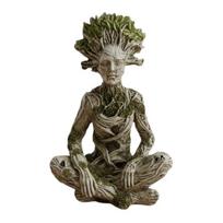Zen Meditation Goddess Statue, Resin Tree Woman/Man Figurine, Yoga Tree of Life Mystical Sculpture, Spiritual Gift for Home Office Decor A