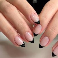 24 Pcs Short Almond Acrylic Nail Simple Full Cover Stick On Nail French Tip Press On Nail Simple False Nail 1