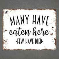 Room Decor Pc Funny Kitchen Metal Wall Art Many Have Eaten Here Few Have Died  Indoor or Outdoor Fun Novelty Sign  X I 20X30CM