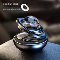Saulės energija varomas automobilio kvapų difuzorius - besisukantis aromaterapinis oro gaiviklis su daugkartinėmis tabletėmis automobilio prietaisų skydeliui juoda