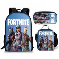 Fortnite animacinių paveikslėlių spausdintas kuprinės rinkinys Lengvas kompiuterio krepšys Berniukų ir mergaičių mokyklinė kuprinė pencil case black