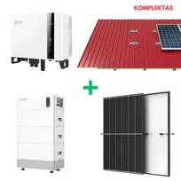 5 kW saulės elektrinės įranga + 11 kWh energijos kaupiklis Solis, Dyness, Trina. Trapecinės skardos stogui