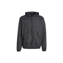 Adidas Solid Color Kangaroo Pocket Half-Zip Detail Hooded Jacket Men Outerwear Black GQ6265 S