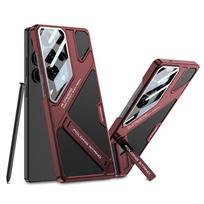 New Model Is Suitable for Samsung S25ultra Vision Mobile Phone Leather Magnetic Bracket Lens Protection Case Business SM-S23Ultra black