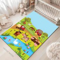 1PC Interesting Farm Cartoon Carpet for Living Room Bedroom Sofa Home Decor Non-slip Floor Mat Children's Activity Area Rugs 40x60cm (16x24in)