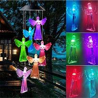 Beautiful Hanging Solar Angel Wind Chime Decorative ABS Wind Chimes Light Colorful Wishing Bottle Light Home Yard