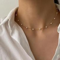 2024 New Fashion Single Gray Pearl Zircon Necklace for Women Simple Personalized Daily Accessory Party  Birthday Gifts