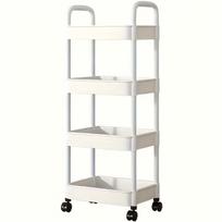 4-Tier Rolling Cart, Sturdy & Space-Saving. Perfect for Home, Office, Garage Storage. Easy Move, Durable Plastic Design.