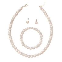 1/2 Sets White Imitation Pearl Jewelry Set Choker Necklace Stud Earrings Bracelet Set Jewelry Accessories 1 Set