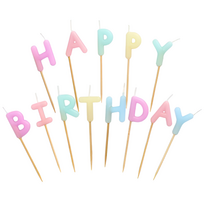 Žvakutės Happy Birthday Pastelinės spalvos