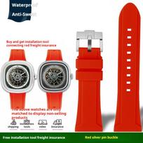 26MM Soft Resin Silicone Watch Strap For Seven Friday t1/t2/t3 series men's large sports waterproof rubber watchband accessories 26mm width