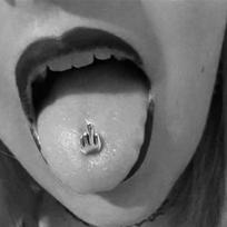 1Pc Middle Finger Gesture Tongue Barbell Stud Piercing Rings Body Jewelry Punk black