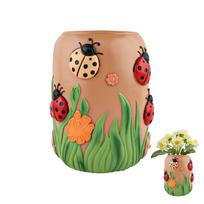 Cute Seven Star Ladybug Resin Vase Modern Decorative Planter Flower Pot Home Desktop Balcony Garden Bonsai Decoration United States