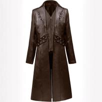 Odinė lietpalčio striukė Vyriška Mygtukai Mada Steampunk Vintažinė Striukė Gotikinė Frock Coat Fracas M ruda