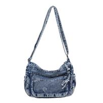 Vintage Denim Bag Women's Shoulder Bag Multi-Layer Bag Mobile Phone Bag
