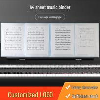 Six-Page Expandable Non-Reflective Music Score Folder, Customizable A4 Piano Sheet Music Clip with Transparent Inserts 6-Page Expansion Music Score Folder