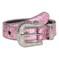 Yousheng Women Jeans Belt Shiny Rhinestones Multi Holes Adjustable Length Waistband with Sparkling Buckle Wide Alloy Belt