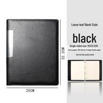 A4 Leather 4-Hole Ring Binder Notebook with Metal Clip for Office and Business Records